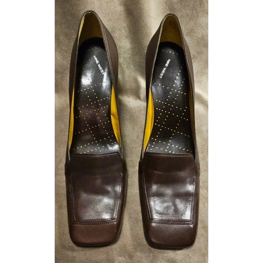 Vintage 90s 11 Nine West Nehemyar Roasted Chestnut Leather Square Toe Loafer